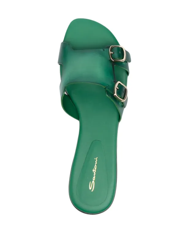 Santoni Slippers Met Dubbele Gesp Groen FARFETCH NL