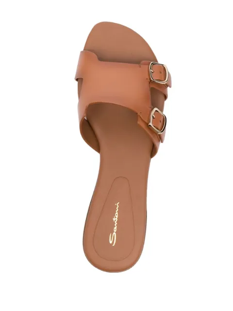 Santoni double-buckle leather slides WHPF70071HA1TLGAC50 - 3