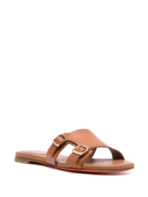Santoni double-buckle leather slides WHPF70071HA1TLGAC50 - 1