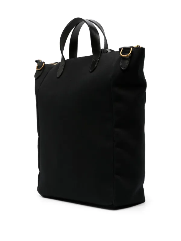 Ralph lauren black nylon tote bag with gold online initials