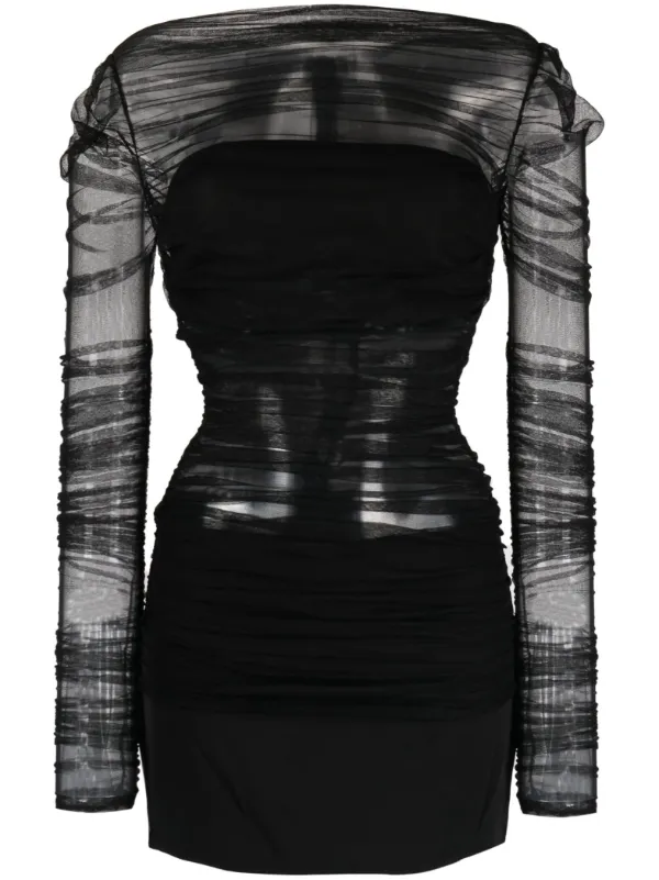 Mugler ruched best sale tulle dress