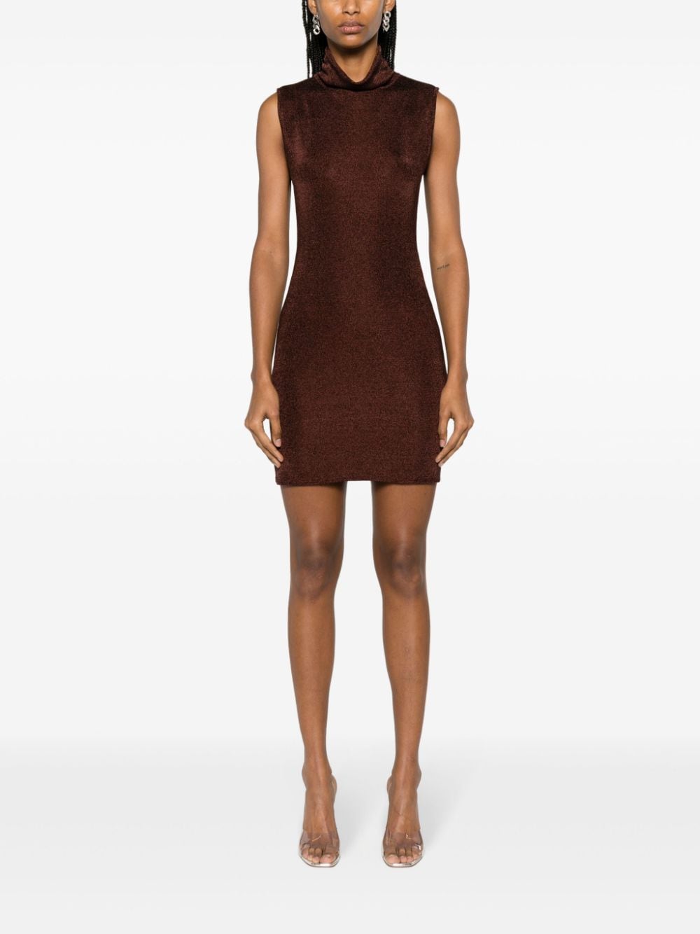 Shop Gauge81 Flora Lurex Minidress In Brown