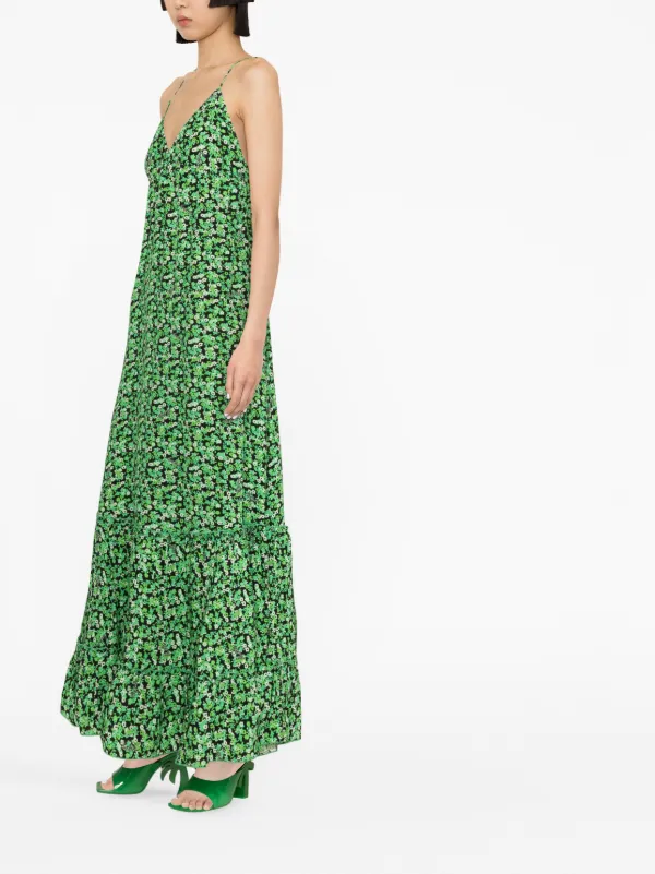 Zara green floral maxi dress online