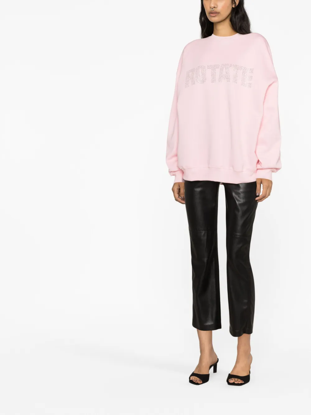 Shop Rotate Birger Christensen Crystal-logo Organic Cotton Sweatshirt In Pink