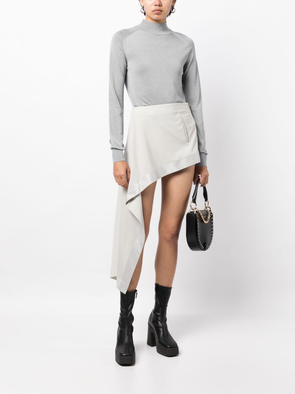 sacai satin-trim asymmetric skirt - Beige