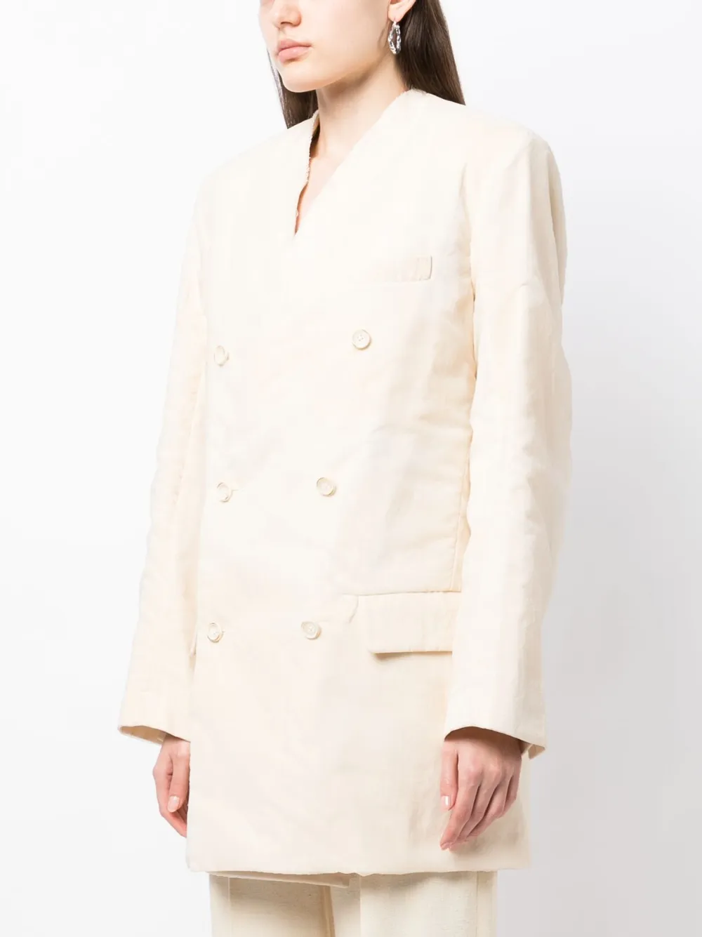 Uma Wang Blazer met dubbele rij knopen Wit