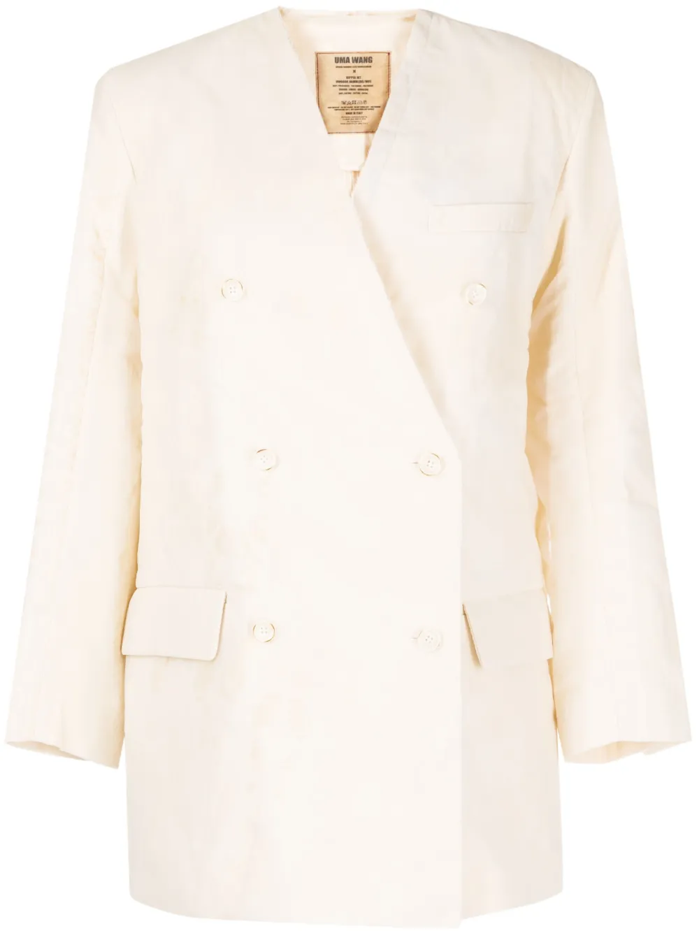 Uma Wang Cotton Double-breasted Blazer In White