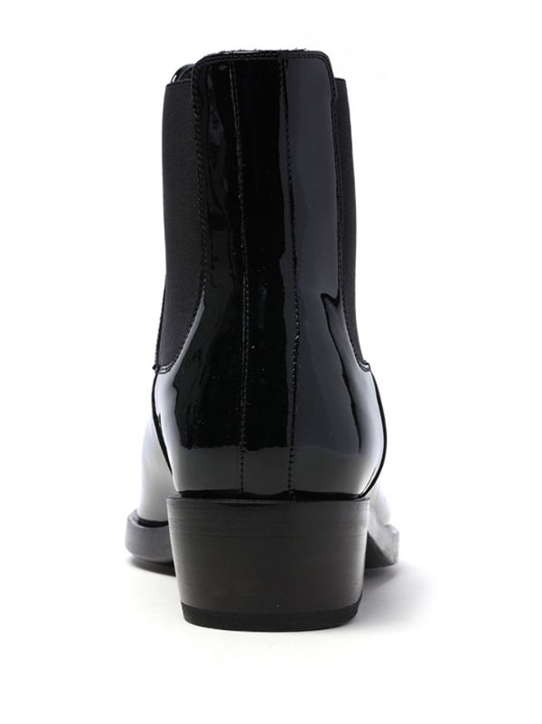 Patent on sale leather booties