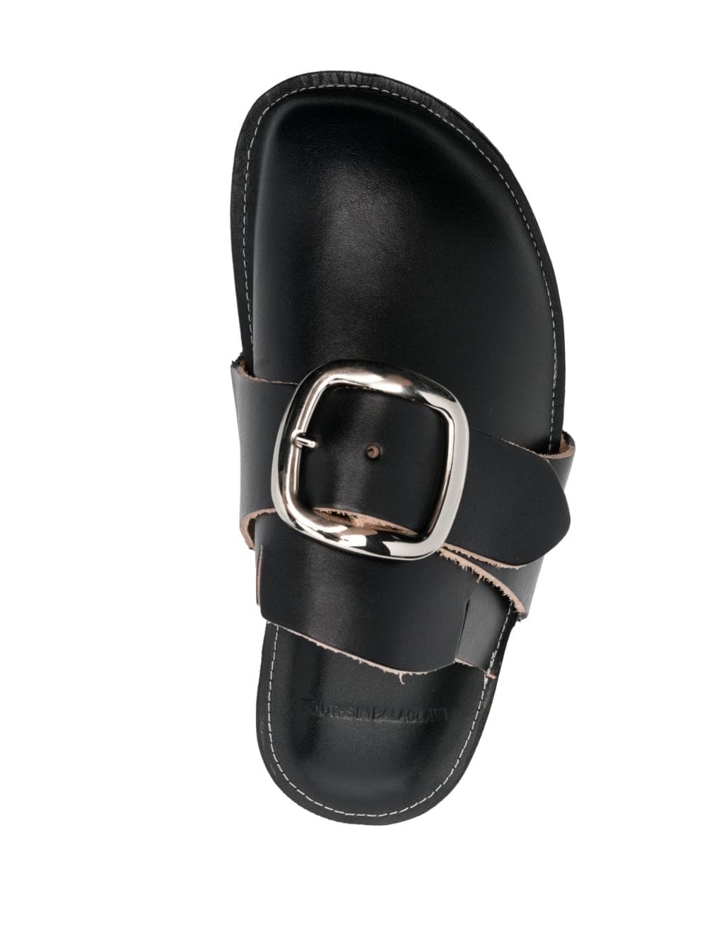 Shop Youths In Balaclava Decorative-buckle Leather Slippers In Black