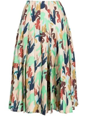 Buy Iconic Floral Print Pleated Midi A-line Skirt with Elasticised