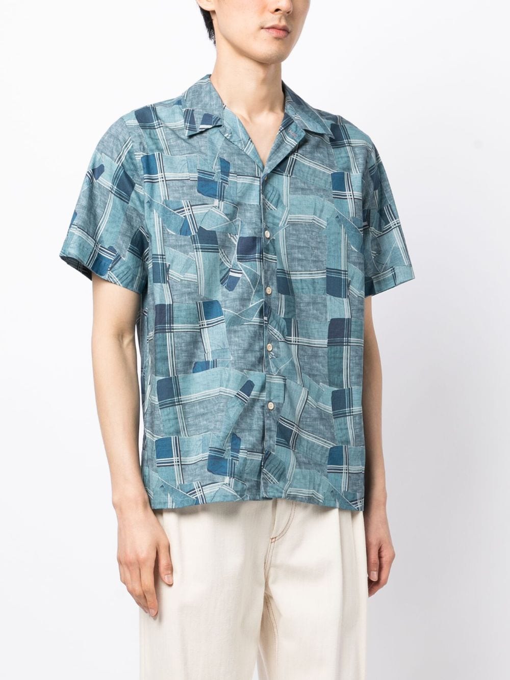 Shop Ps By Paul Smith Geometric-pattern Short-sleeve Shirt In 蓝色