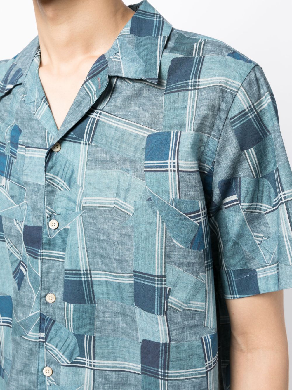 Shop Ps By Paul Smith Geometric-pattern Short-sleeve Shirt In 蓝色