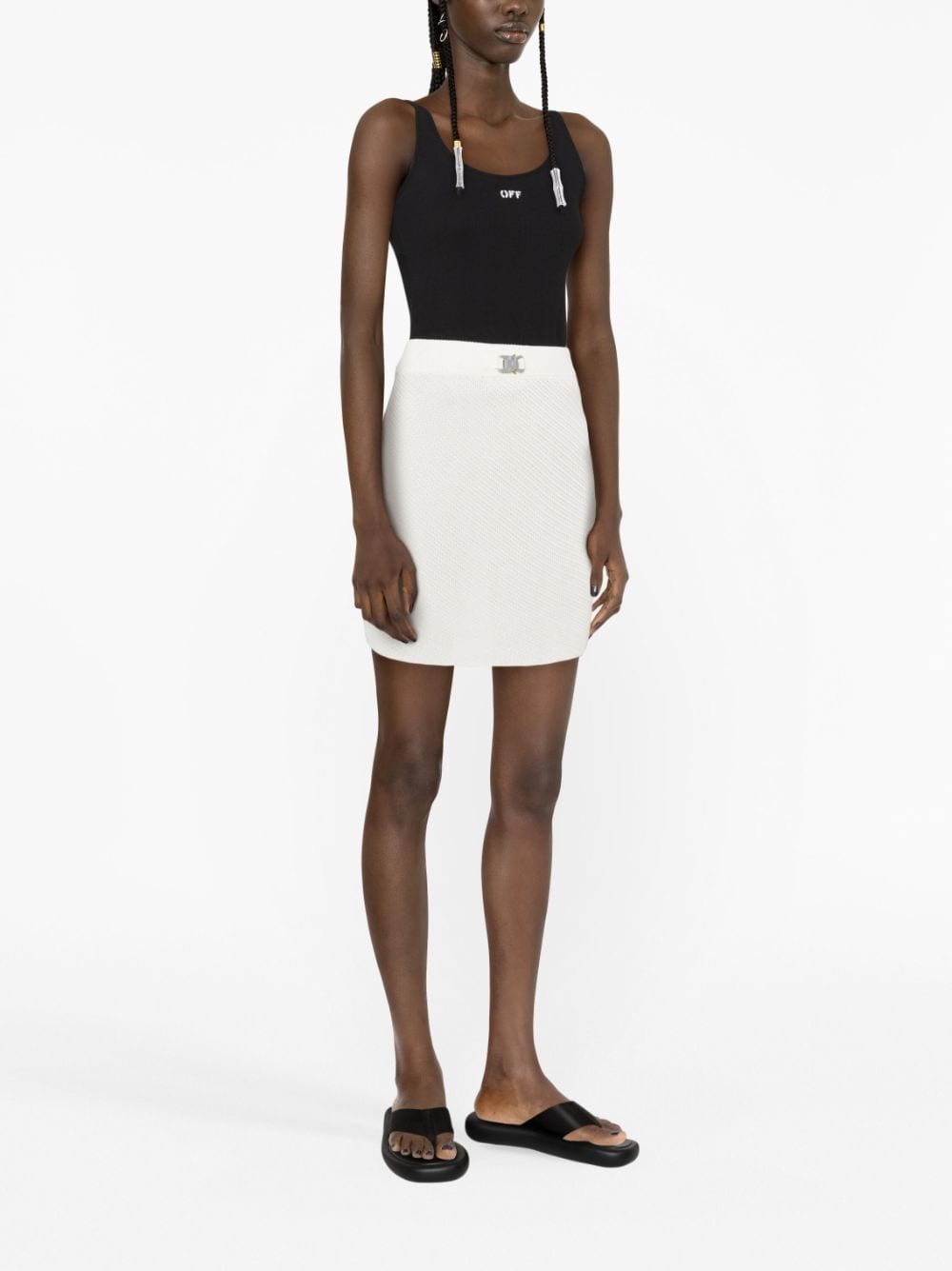 Shop Alyx Buckle-detail Knit Miniskirt In White