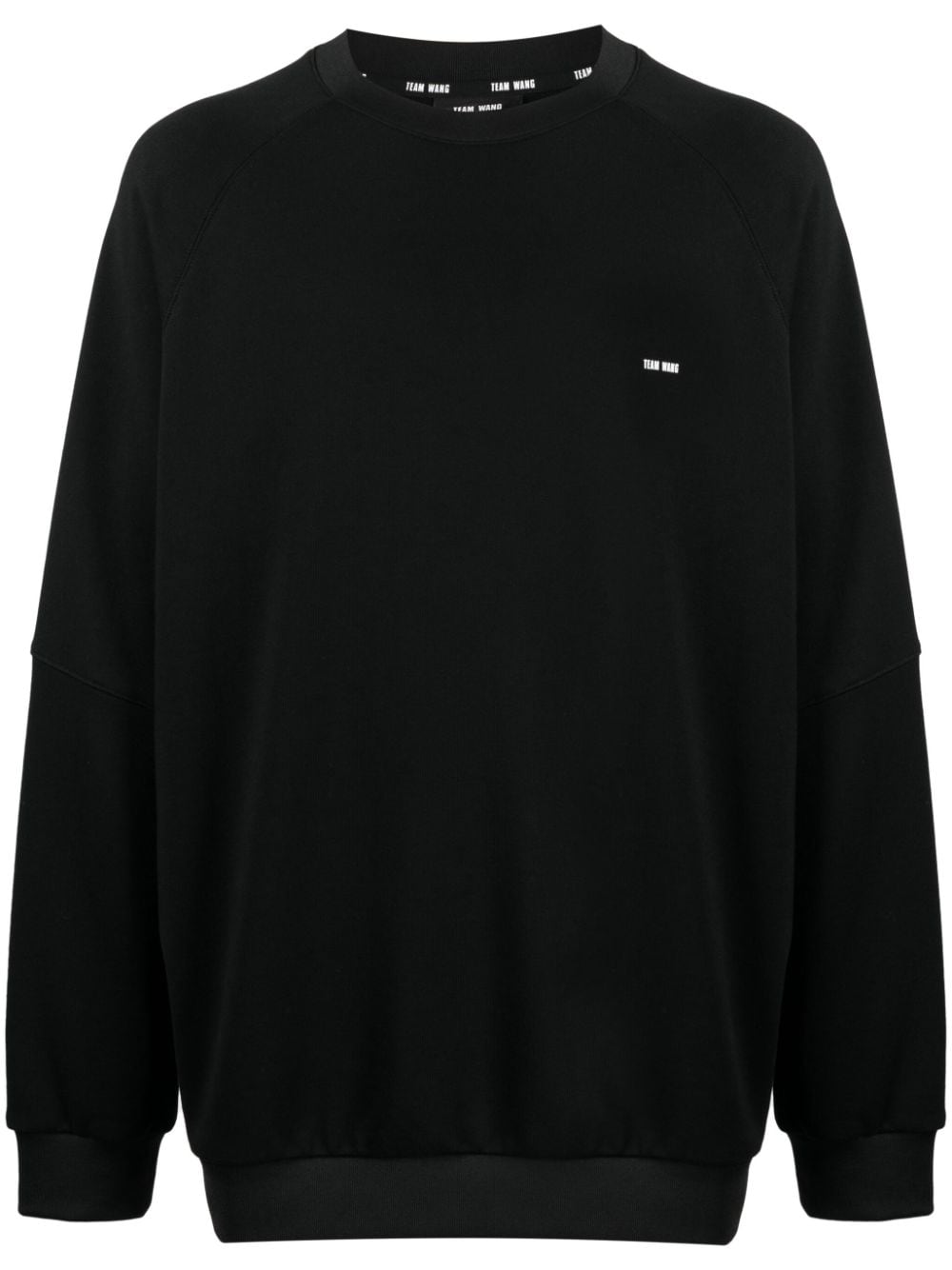 Team Wang Design Logo-embroidered Cotton Sweatshirt In Black