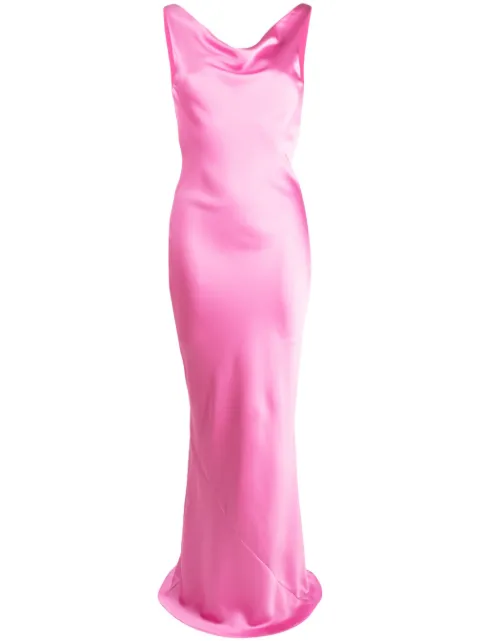 Norma Kamali cowl-neck bias satin gown