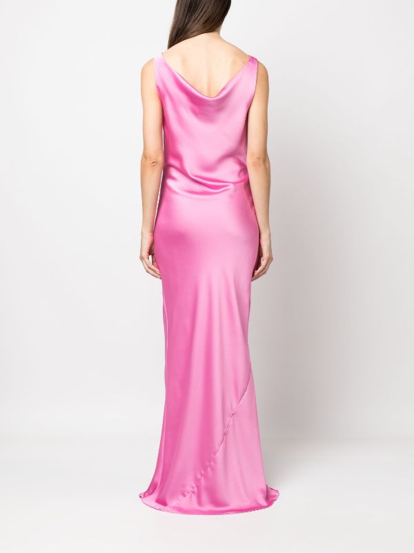 Pink satin clearance evening dress