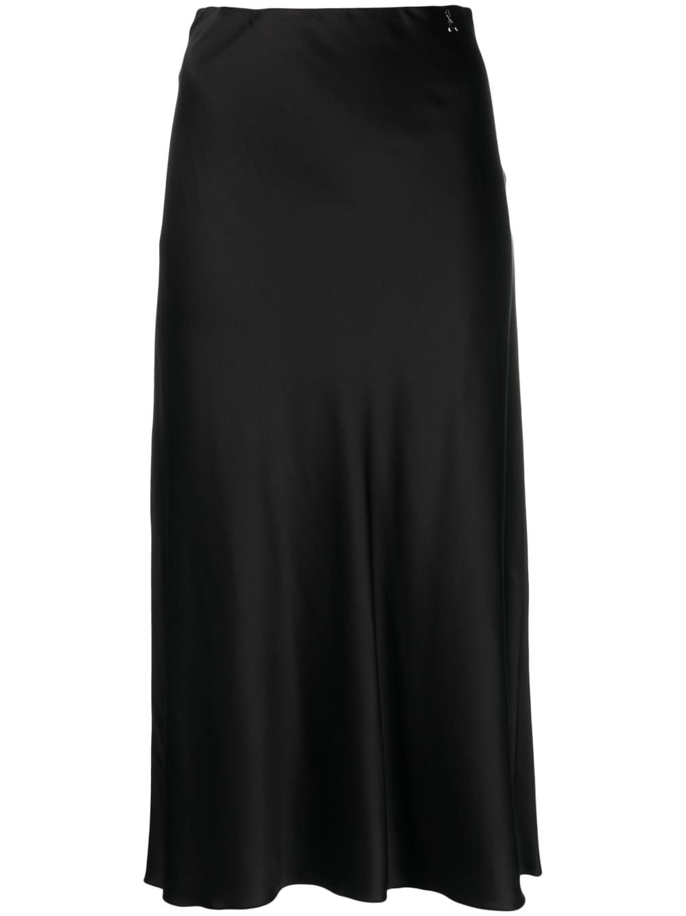 Patrizia Pepe High-waisted Satin Midi Skirt In Black