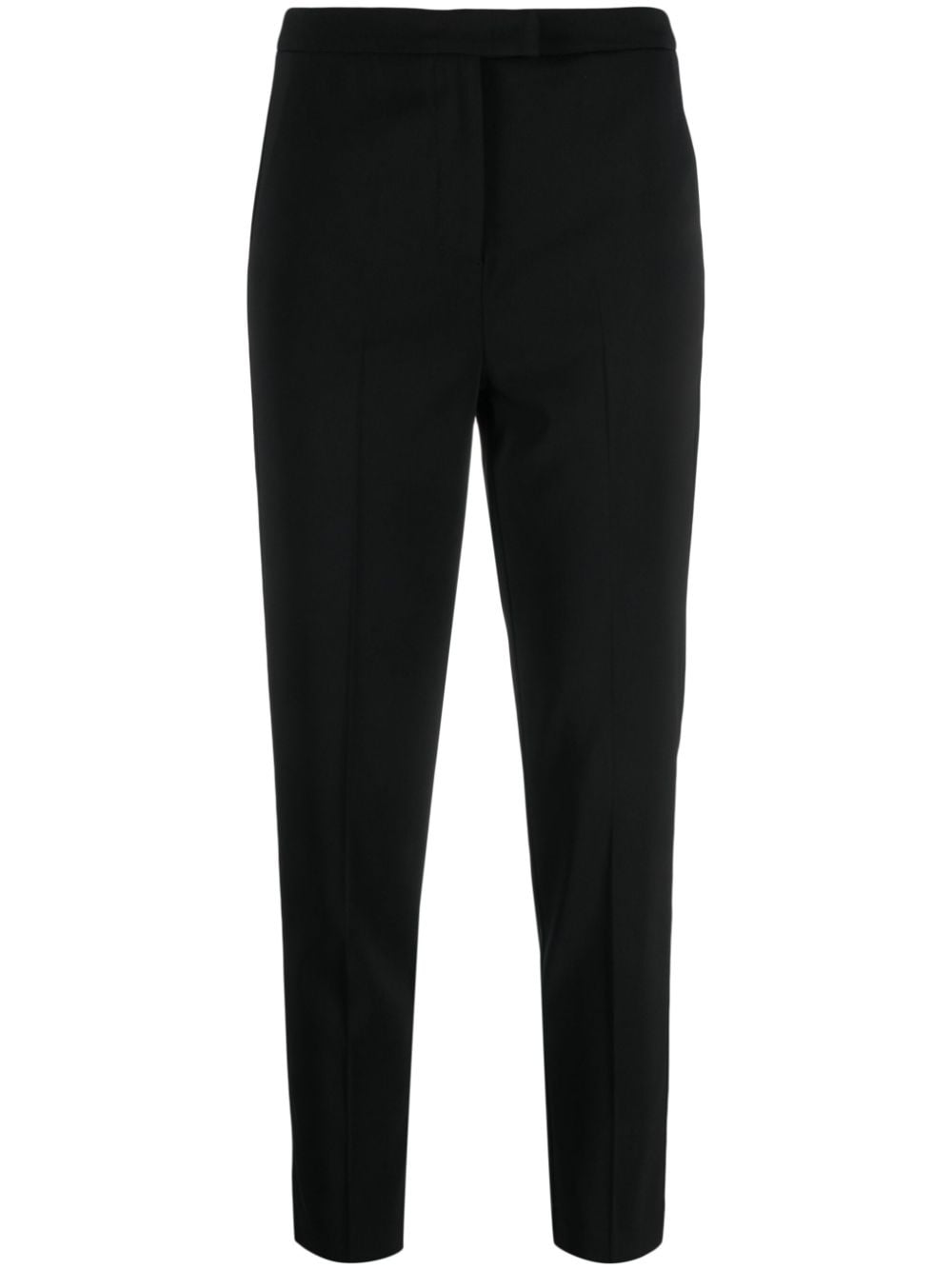 Shop Patrizia Pepe Essential High-waisted Cigarette Trousers In Black