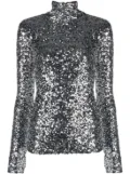 Patrizia Pepe sequin-embellished high-neck T-shirt - Silver