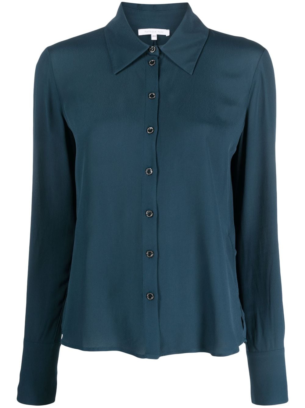 Patrizia Pepe Long-sleeved Buttoned Shirt In Blue