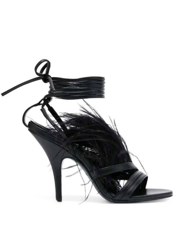 Patrizia Pepe 115mm ankle-tie Leather Sandals Black