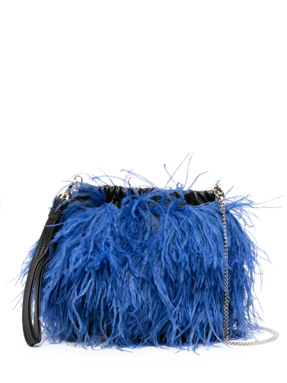 Patrizia Pepe Feather-embellished Crossbody Bag In Blue