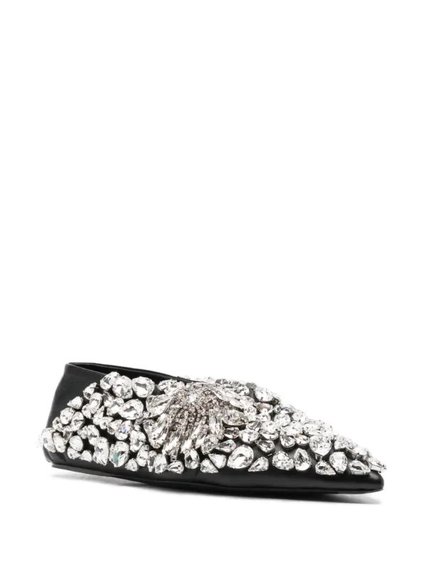 Jil Sander crystal-embellished Ballerina Shoes | Black
