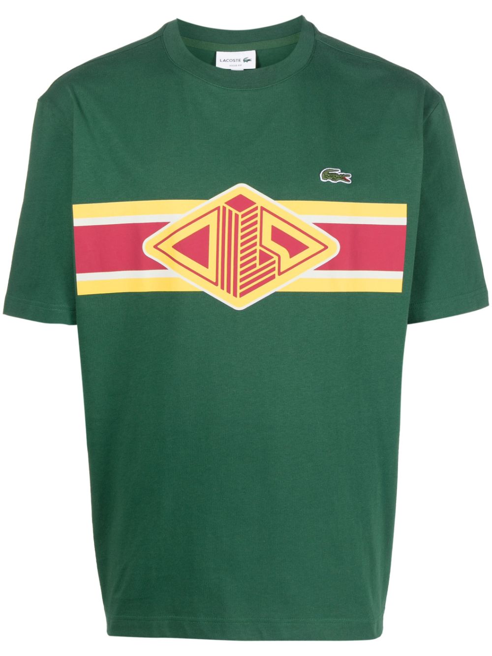 Shop Lacoste Logo-print Crew-neck T-shirt In Green