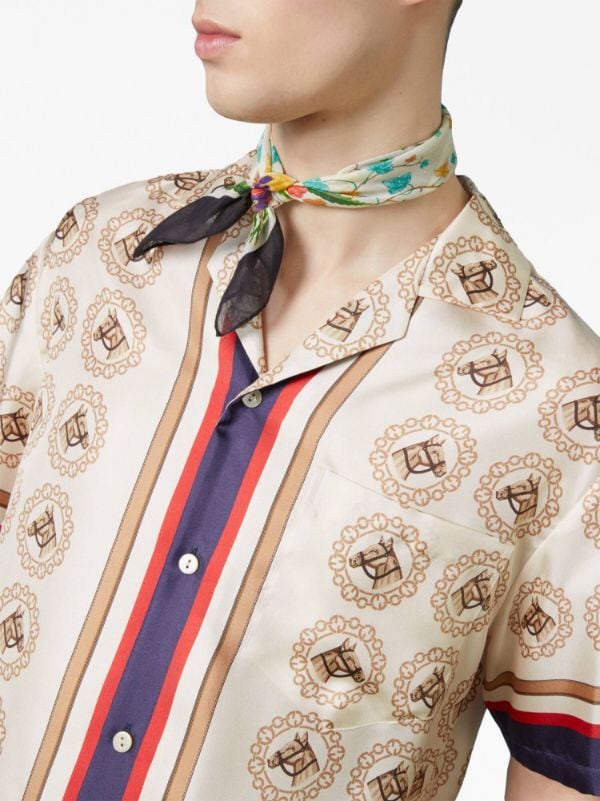 Gucci Graphic-print Silk Bowling Shirt - White