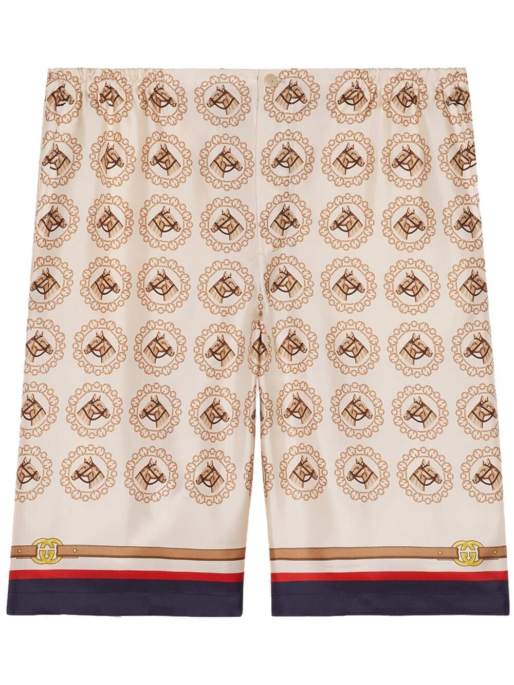 Gucci Graphic-print Silk Shorts In 9130 Bianco