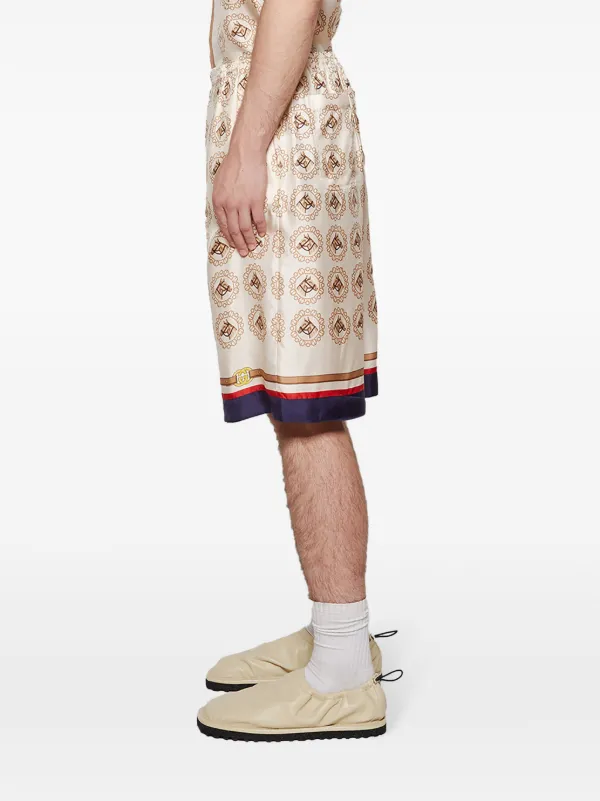 gucci dress shorts GG printed silk twill shorts in brown - Gucci