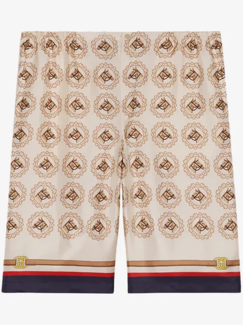 Gucci bermudas de seda con estampado gráfico 