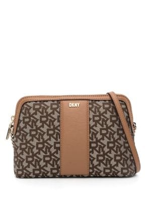 DKNY CROSSBODY BAG BEIGE/BROWN SIGNATURE PURSE MSRP $148