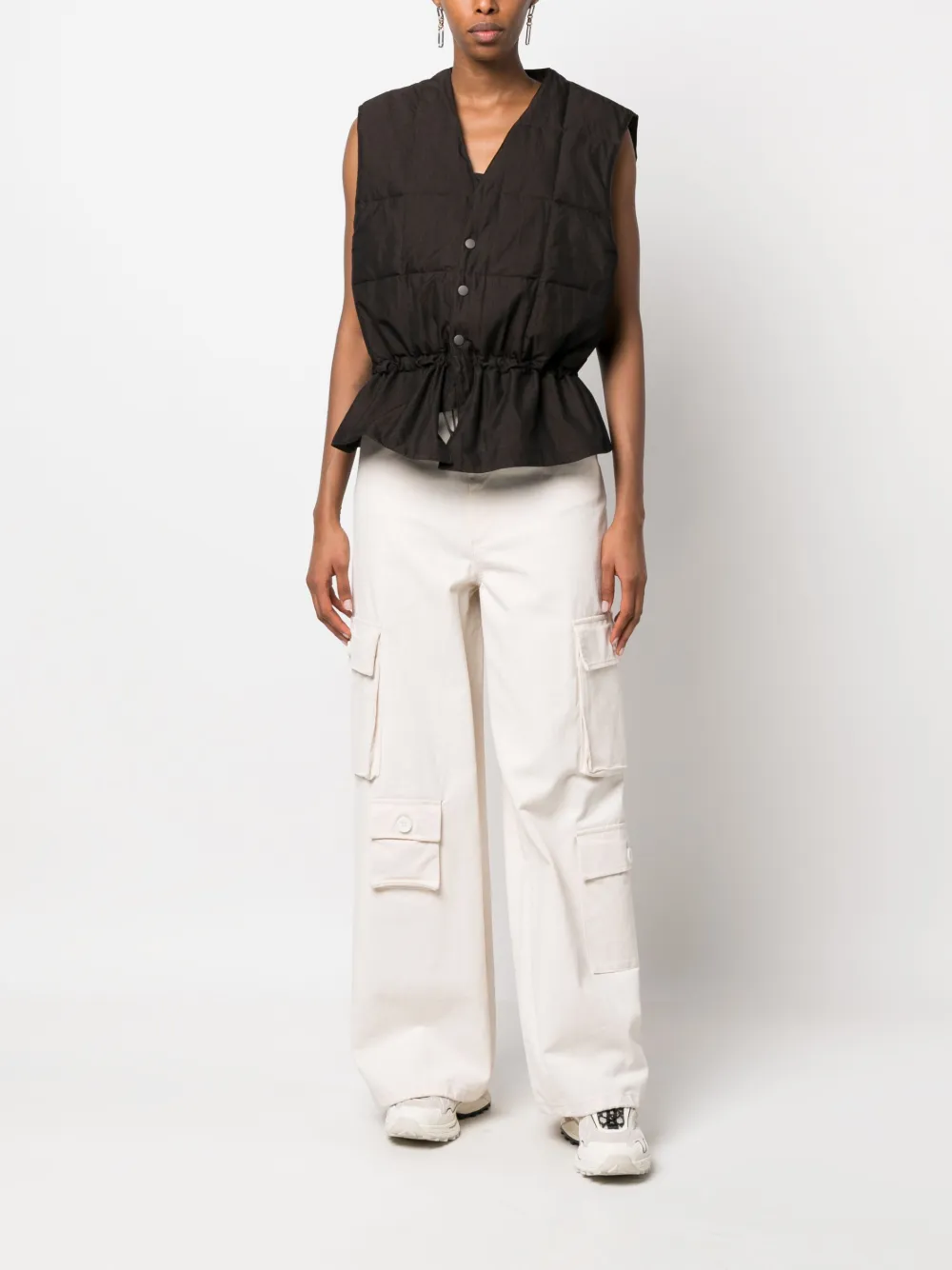 OUR LEGACY quilted peplum gilet - Bruin