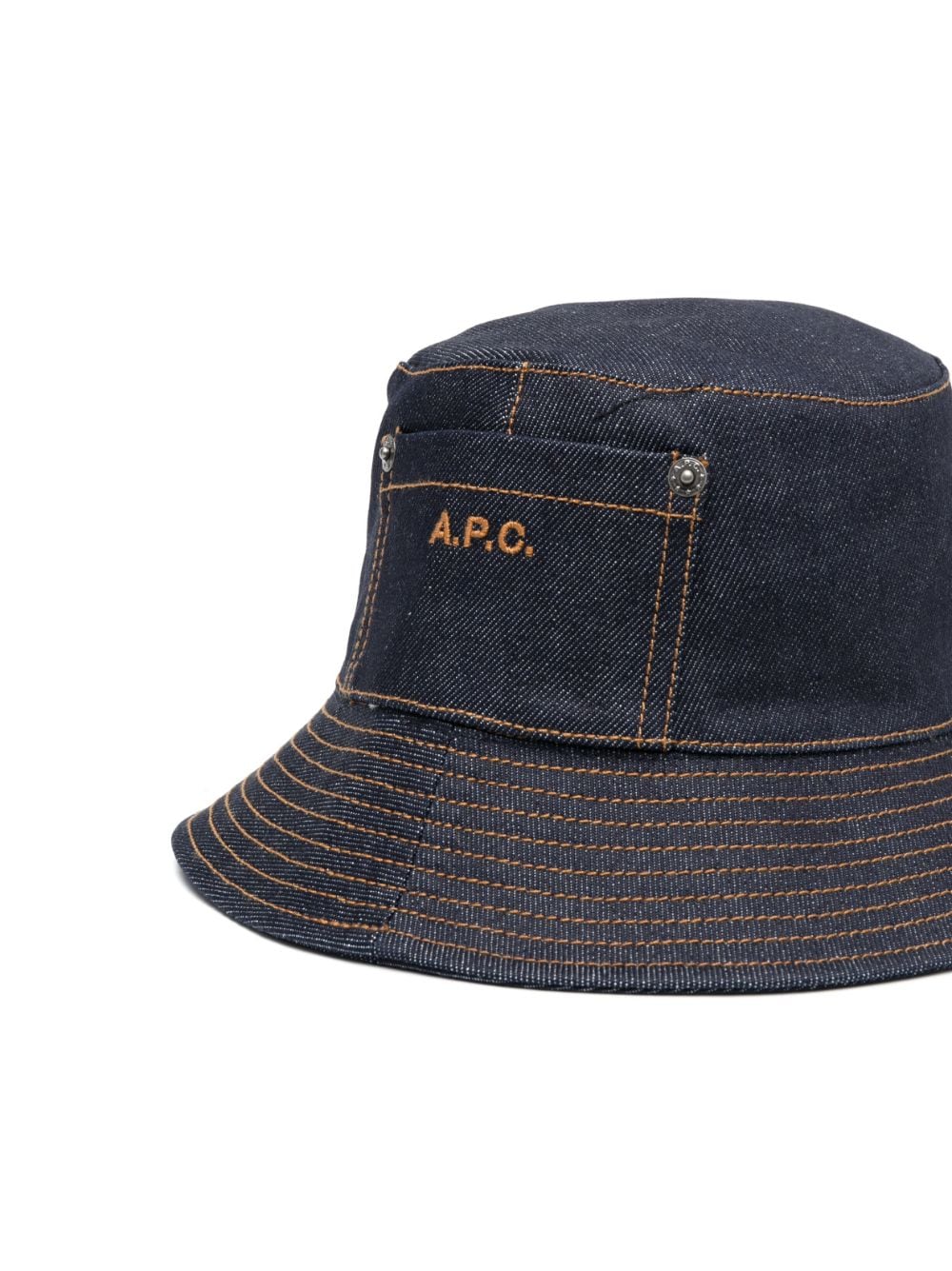 A.P.C. logo-embroidered denim bucket hat - Blauw