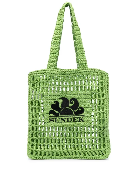 Sundek logo-embroidered paper-straw shoulder bag