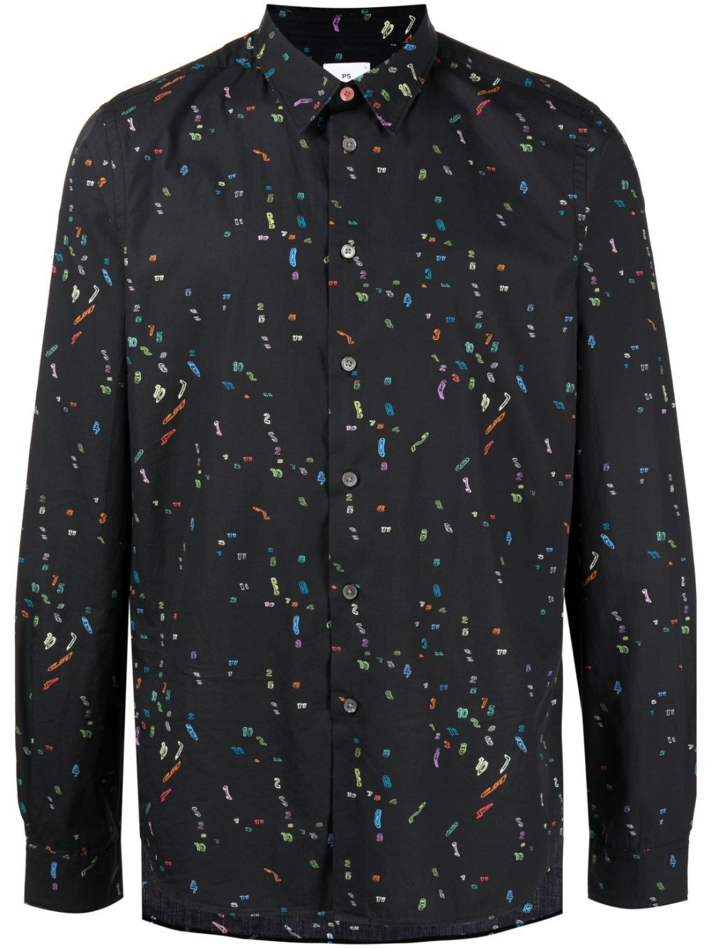 Ps By Paul Smith Number-print Cotton Shirt In Black