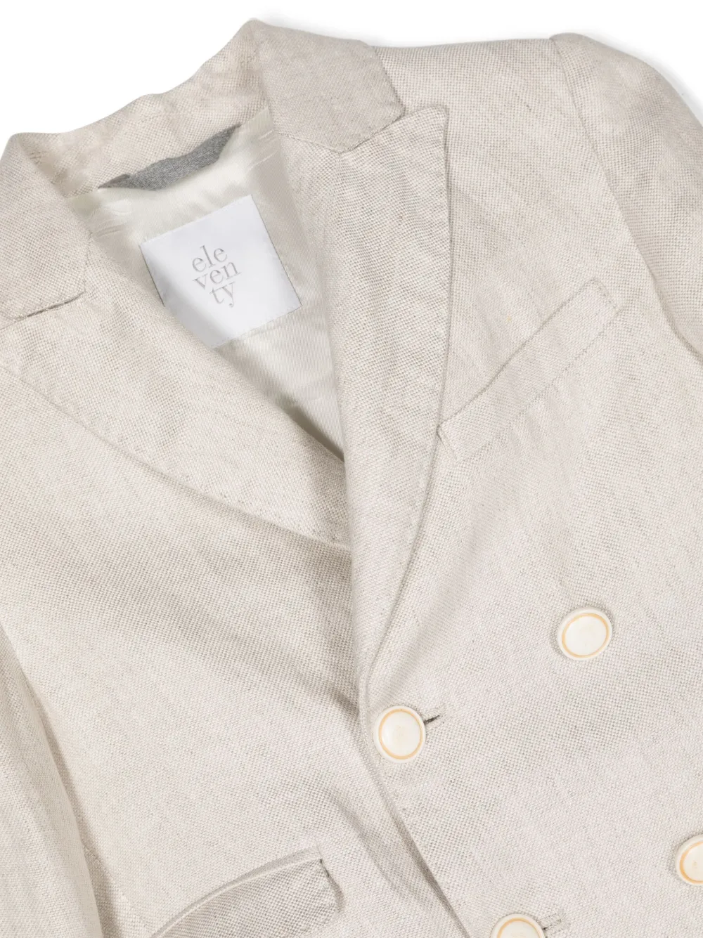 Shop Eleventy Double-breasted Linen Blazer In Neutrals