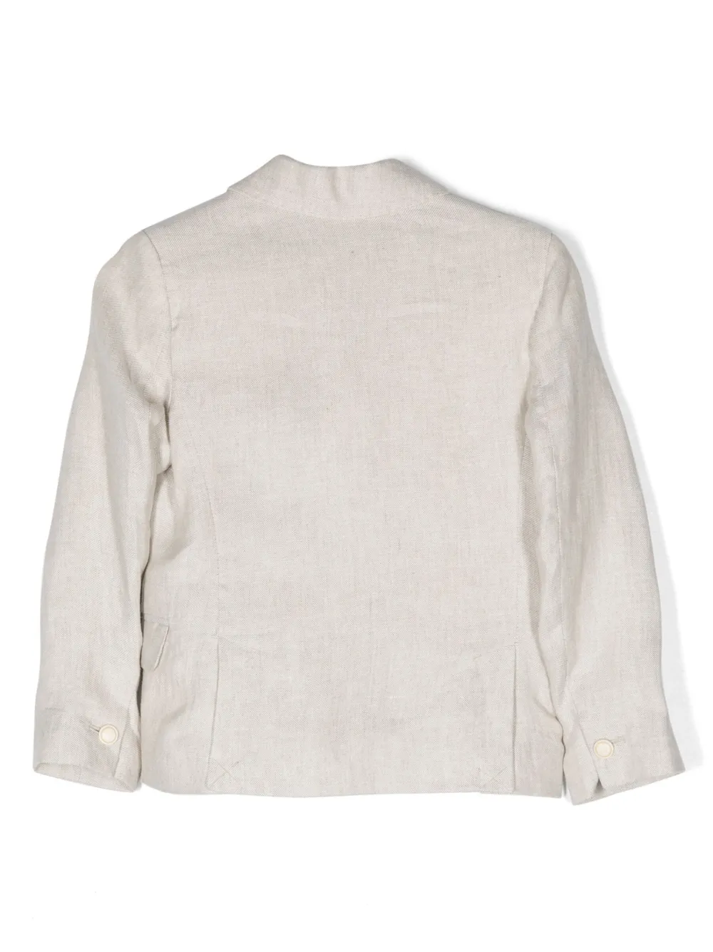 Shop Eleventy Double-breasted Linen Blazer In Neutrals