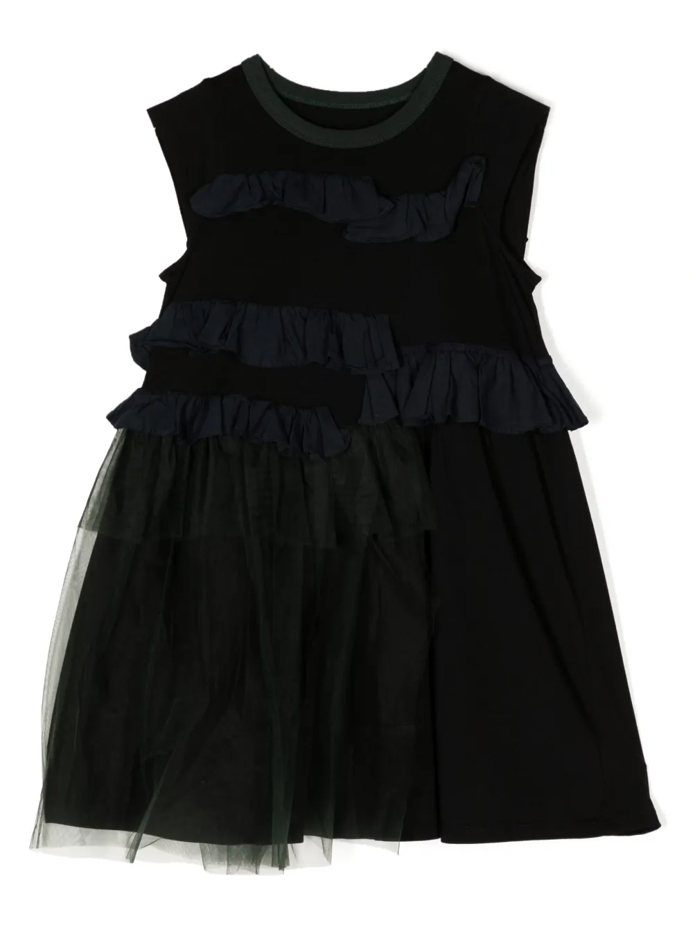 Jnby By Jnby Kids' Ruffle-detailing Sleeveless Dress In Black