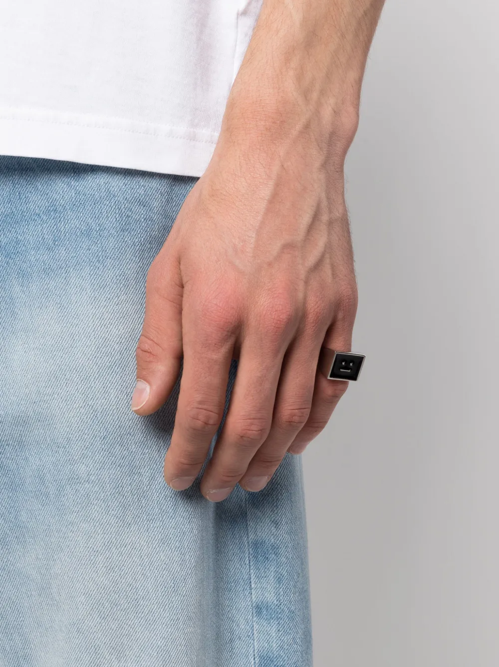 Image 2 of Acne Studios polished face-plaque ring