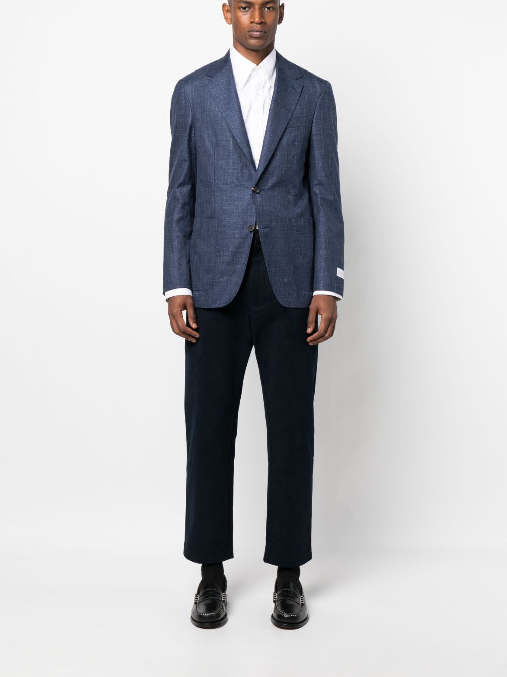 Canali single-breasted wool-silk blazer - Blauw