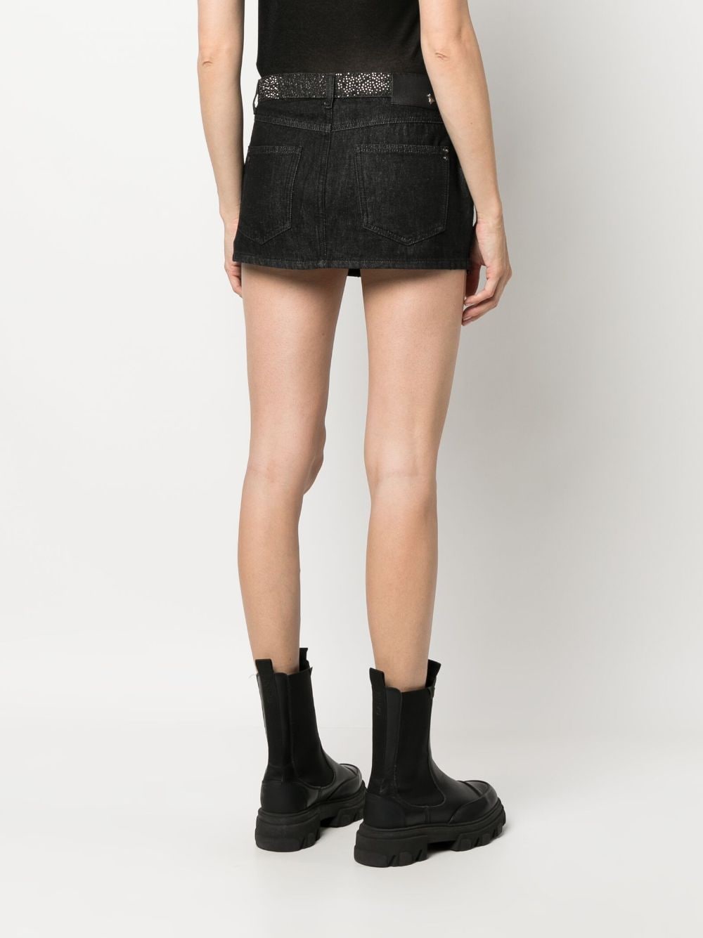 PATRIZIA PEPE CRYSTAL-EMBELLISHED DENIM SKIRT 