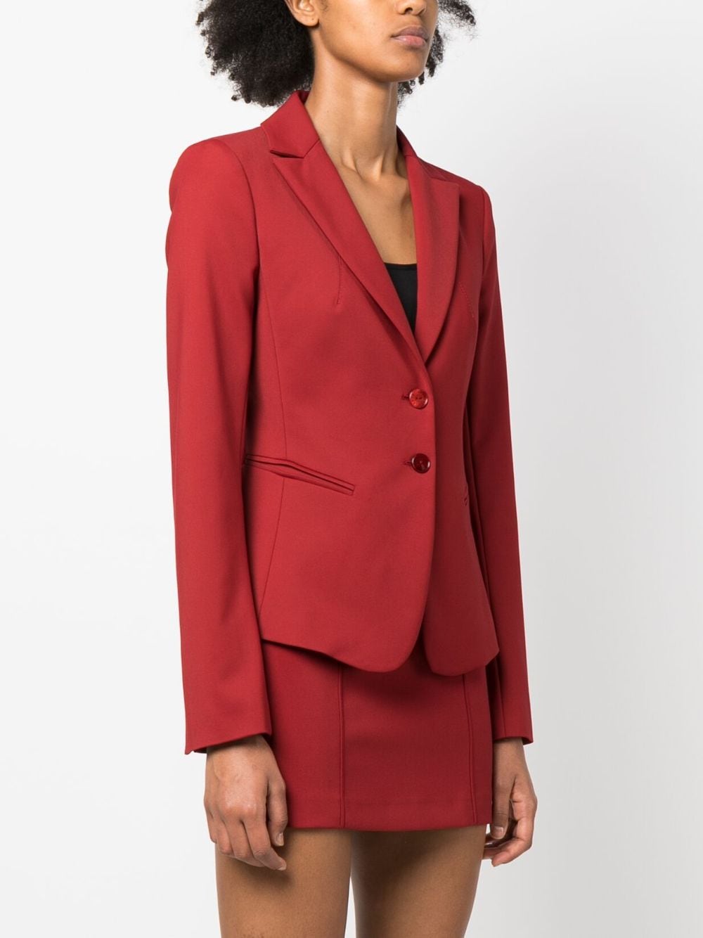 Shop Patrizia Pepe Tailored Long-sleeves Buttoned Blazer In Red