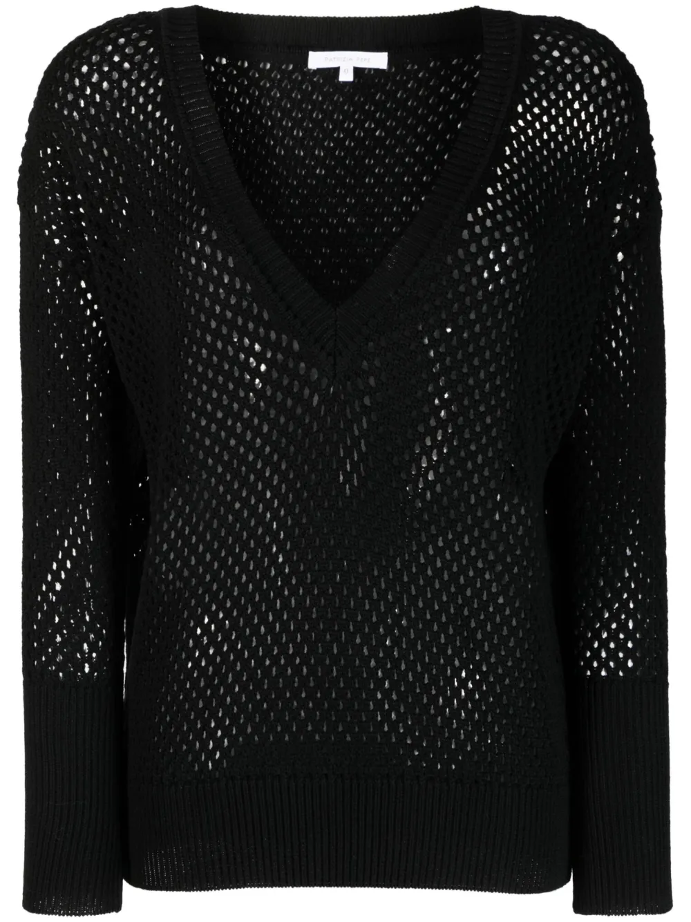 Patrizia Pepe perforated-detailing V-neck jumper - Black