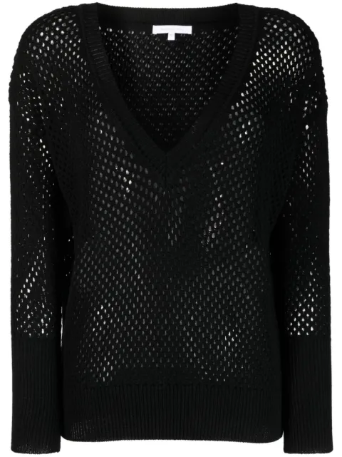 Patrizia Pepe perforated-detailing V-neck jumper 