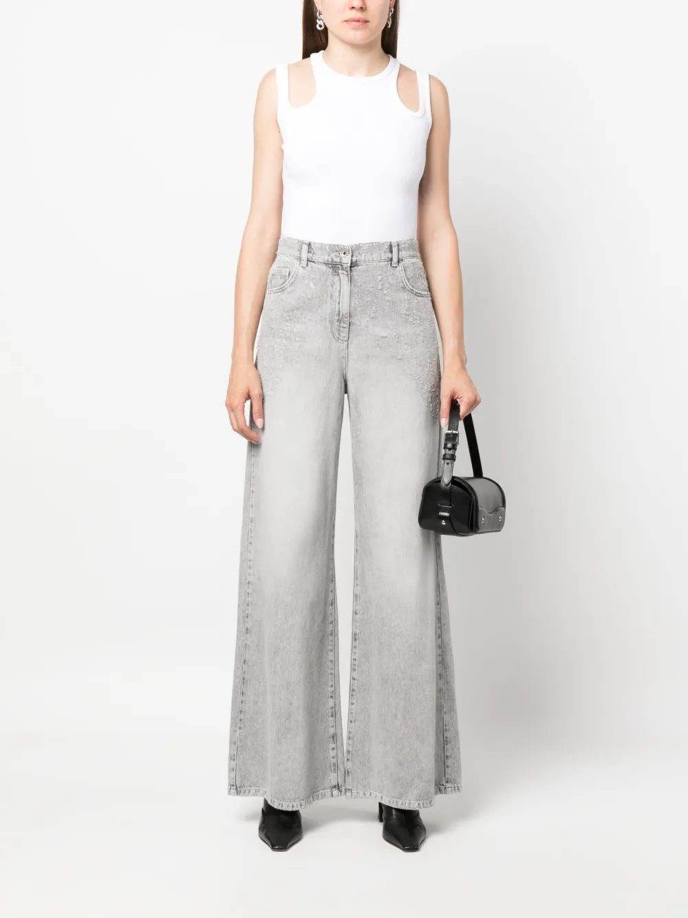 Patrizia Pepe Jeans met wijde pijpen - Grijs