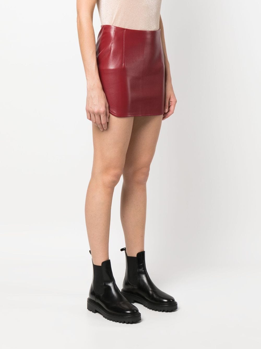 Shop Patrizia Pepe Essential Faux-leather Mini Skirt In Red