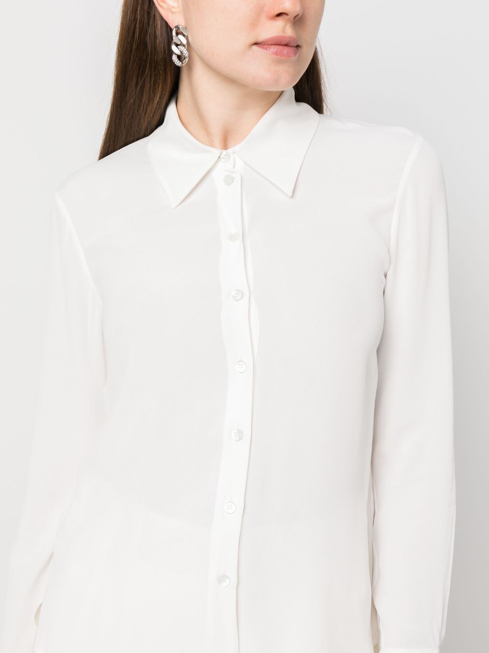 Shop Patrizia Pepe Long-sleeved Buttoned Shirt In White