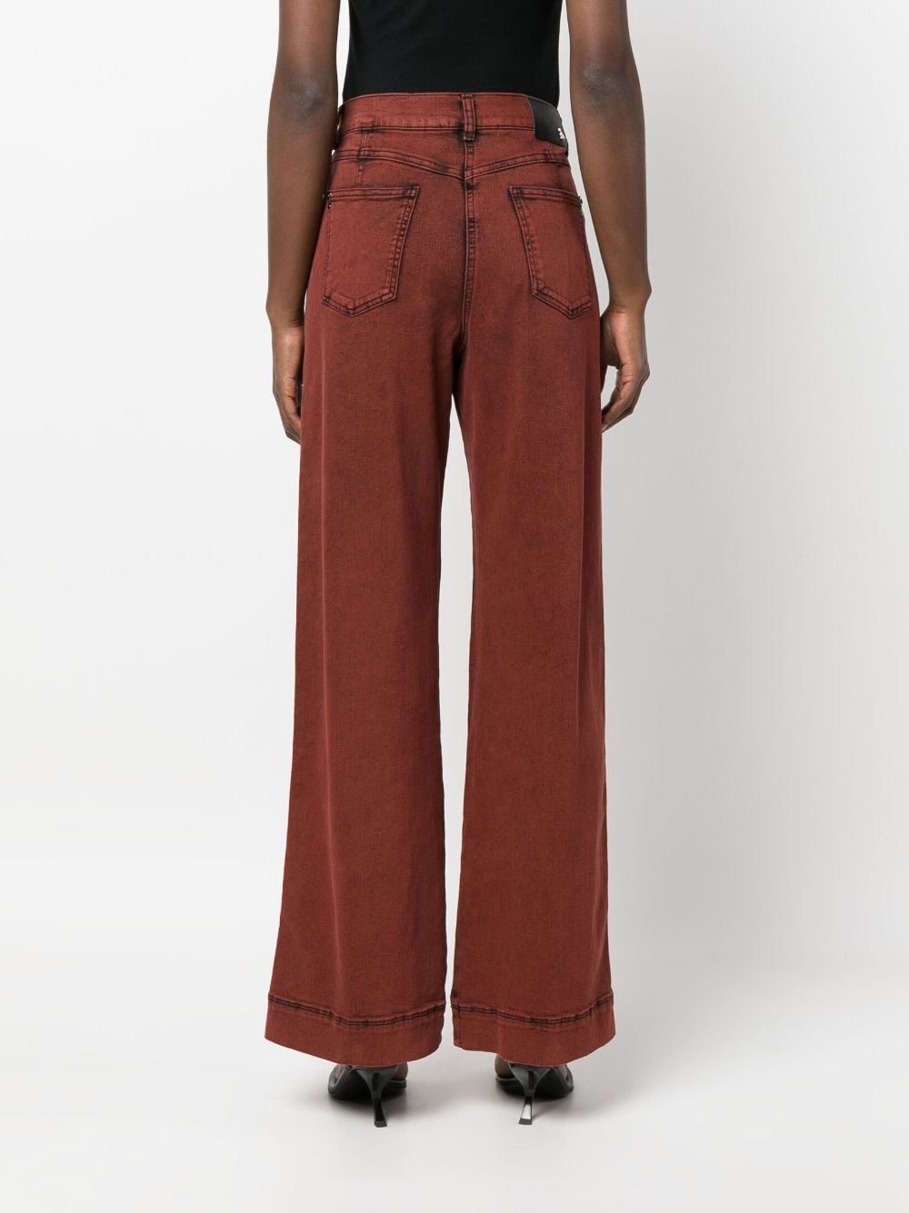 Shop Patrizia Pepe Soft Two-tone Bootcut Jeans In Rot